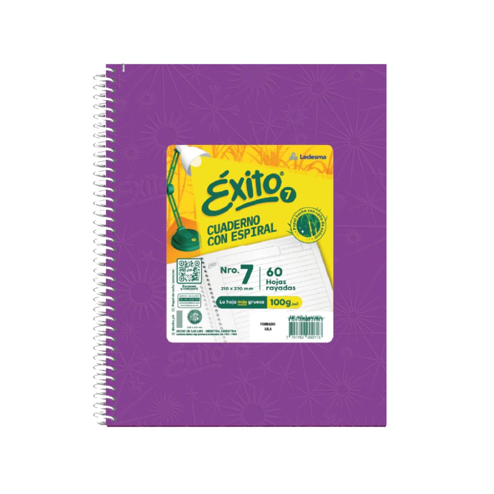 1237_0 CUADERNO 21x27 EXITO C/ESP RAYADO x 60 hjs LILA - Imagen 1