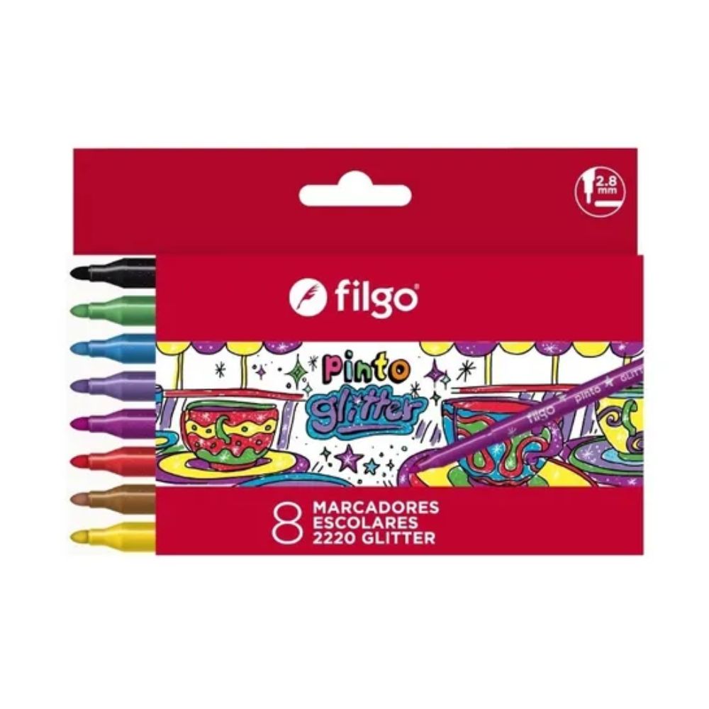 1368_0 MARCADOR FILGO GLITTER CLASICO x 8 - Imagen 1