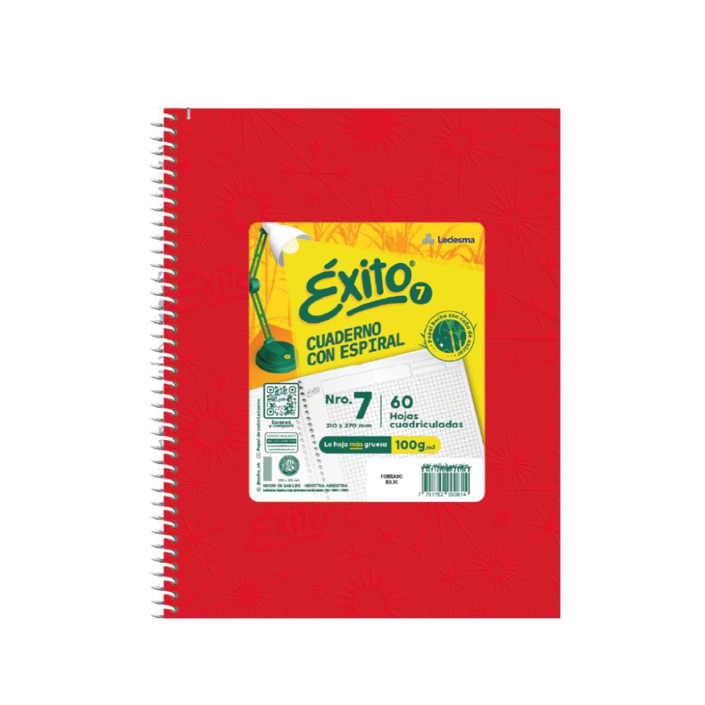 1470_0 CUADERNO 21x27 EXITO C/ESP CUAD x 60 hjs ROJO - Imagen 1
