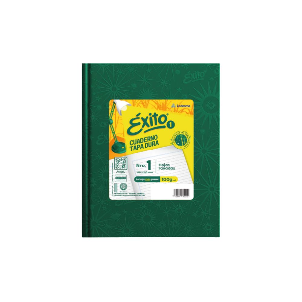 2446_0 CUADERNO N°1 EXITO x 100 hjs VERDE - Imagen 1