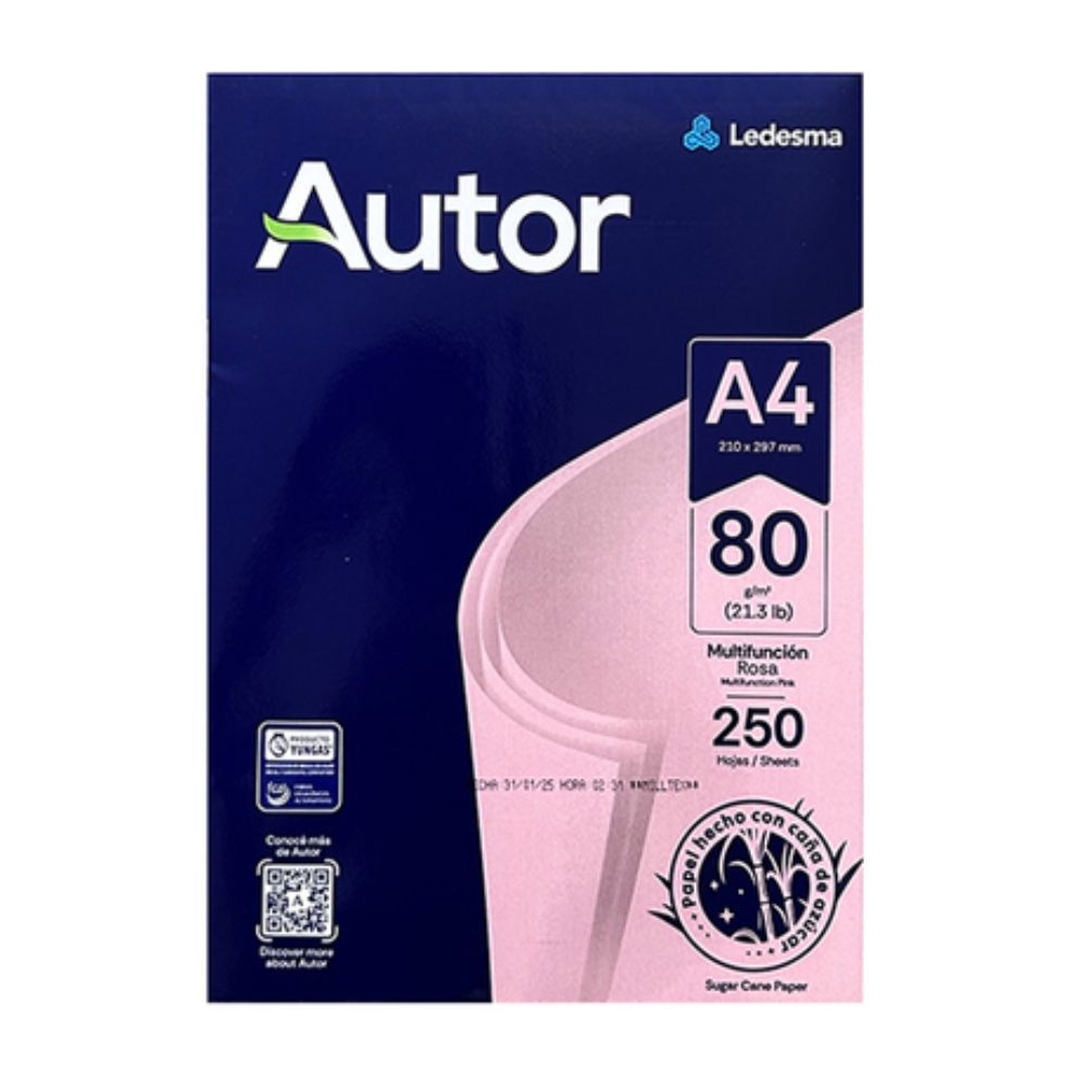 502_0 RESMA A4 COLOR ROSA x 250 HJS - Imagen 1