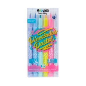 MARCADORES MOOVING PUNTA PINCEL PASTEL x 6