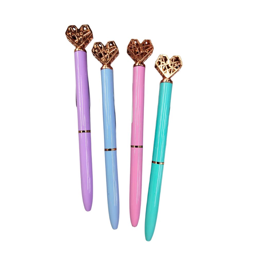 725_0 BOLIGRAFO COLOURS COLOR PASTEL CORAZON METAL - Imagen 1