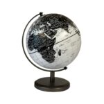GLOBO TERRAQUEO BASE CROMADA BLANCO/NEGRO 14 cm