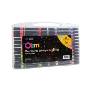 MARCADORES OLAMI DOBLE PUNTA GLITTER x 48