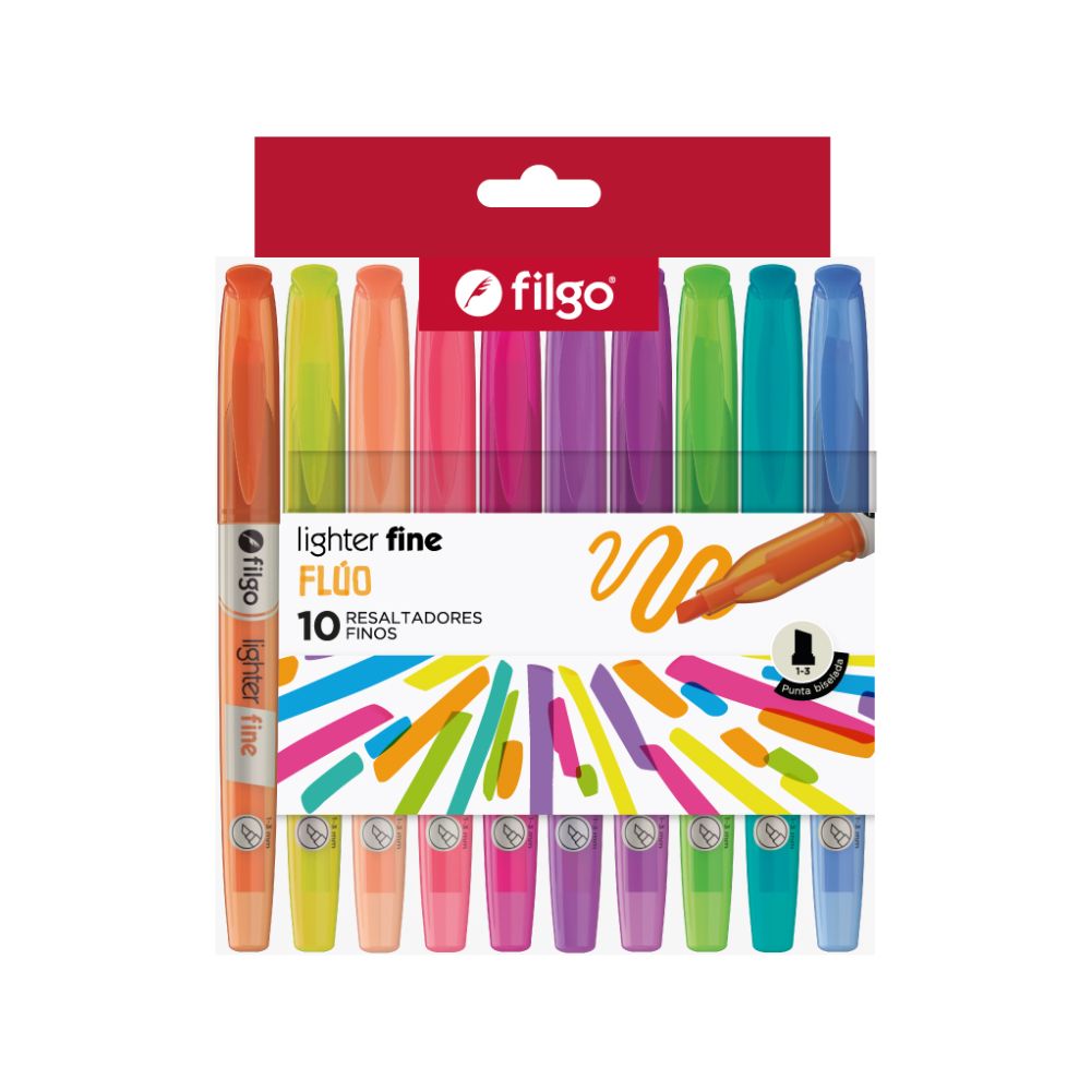 2181_0 RESALTADOR FILGO FINO CLIP FLUO x 10 - Imagen 1